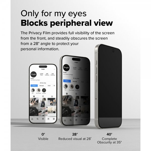 Ringke iPhone 16 Pro Max Skjermbeskytter Easy Slide Privacy 2-pakning
