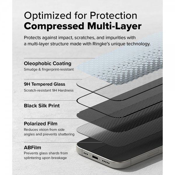 Ringke iPhone 16 Pro Max Skjermbeskytter Easy Slide Privacy 2-pakning