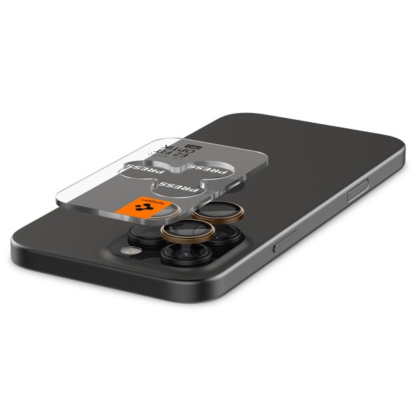 Spigen iPhone 16 Pro/Pro Max/17 Pro/Pro Max Kamerabeskytter GLAS.tR EZ Fit Optik Pro 2-pakning Desert Titanium