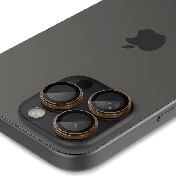 Spigen iPhone 16 Pro/Pro Max/17 Pro/Pro Max Kamerabeskytter GLAS.tR EZ Fit Optik Pro 2-pakning Desert Titanium