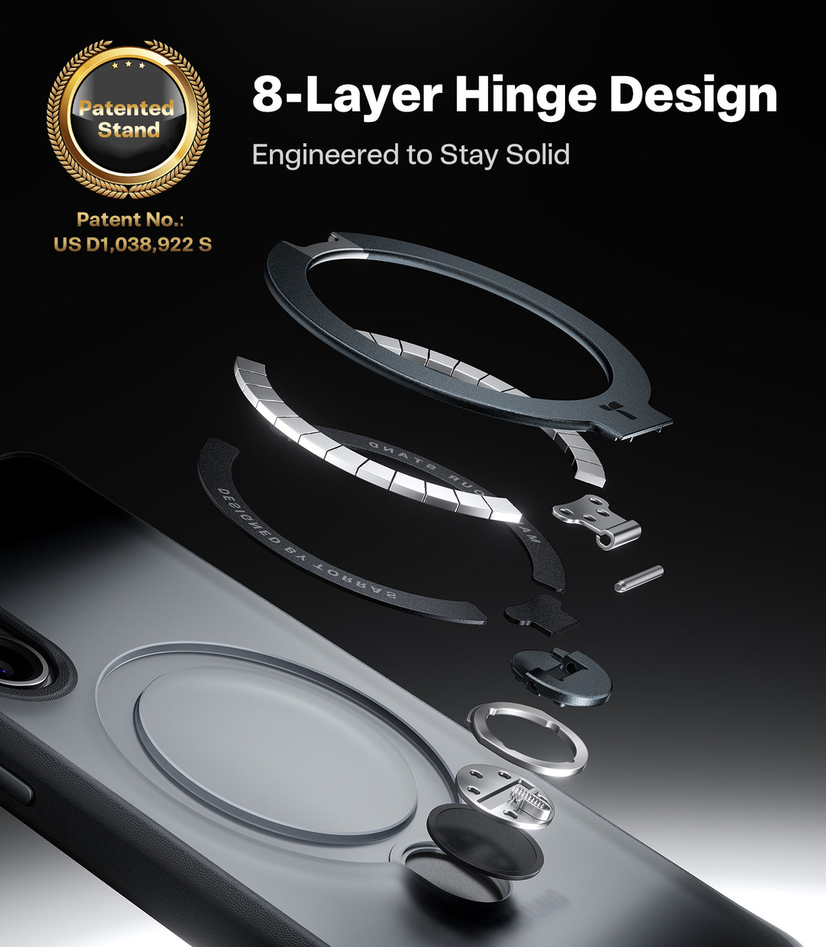 Torras Samsung Galaxy S26 Deksel Ostand Q3 Spin Obsidian Black