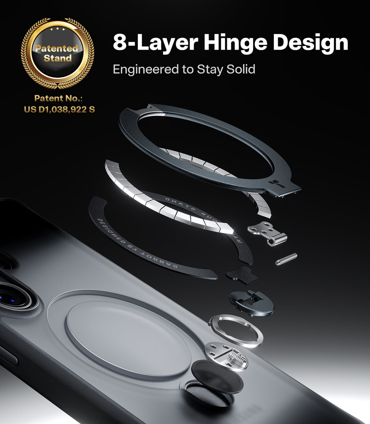 Torras Samsung Galaxy S26 Ultra Deksel Ostand Q3 Spin Obsidian Black
