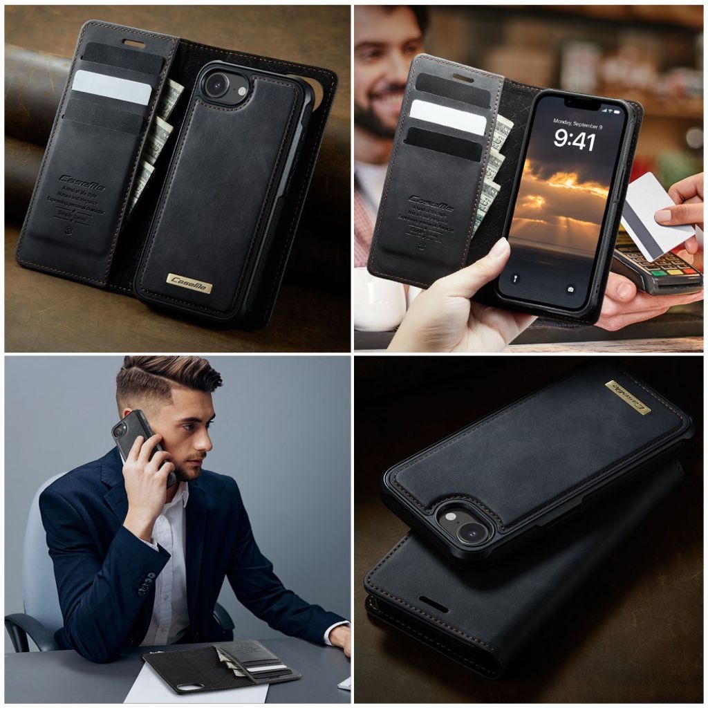 CaseMe iPhone 16e/iPhone 17e Etui C49 Series Svart