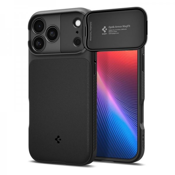 Spigen iPhone 17 Pro Max Deksel Optik Armor MagFit Svart