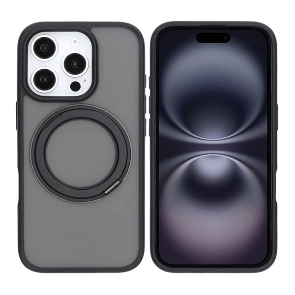 iPhone 16 Pro Deksel Roterbart Stativ Svart