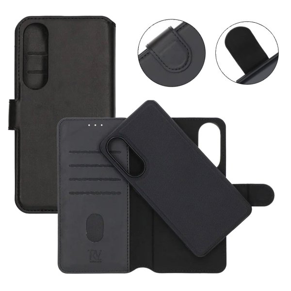 Rvelon Samsung Galaxy S25 Edge Etui 4 Kortlomme Avtakbart deksel Svart