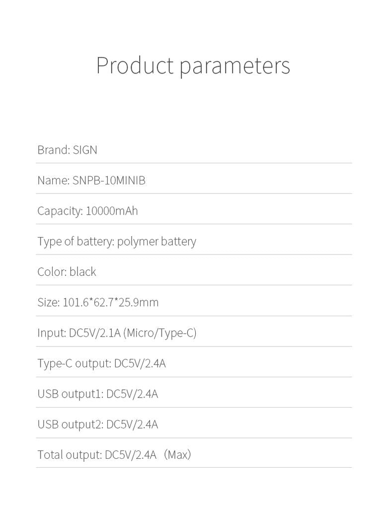 SiGN Mini Powerbank med Display 10 000mAh Svart