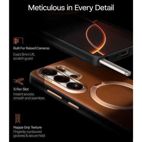 Torras Samsung Galaxy S26 Ultra Deksel Ostand Q3 Vegskin Amber Brown