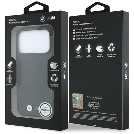 BMW iPhone 18 Pro Deksel M Karbon Metallogo Svart