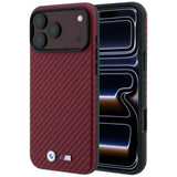 BMW iPhone 17 Pro/iPhone 18 Pro Deksel M Carbon Metal Logo Burgundy