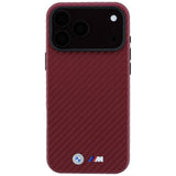 BMW iPhone 17 Pro/iPhone 18 Pro Deksel M Carbon Metal Logo Burgundy