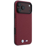 BMW iPhone 17 Pro/iPhone 18 Pro Deksel M Carbon Metal Logo Burgundy