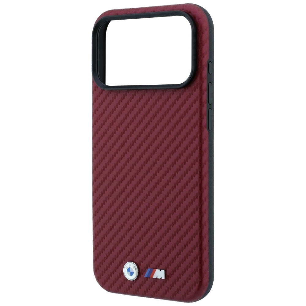 BMW iPhone 17 Pro/iPhone 18 Pro Deksel M Carbon Metal Logo Burgundy