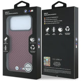 BMW iPhone 17 Pro/iPhone 18 Pro Deksel M Carbon Metal Logo Burgundy