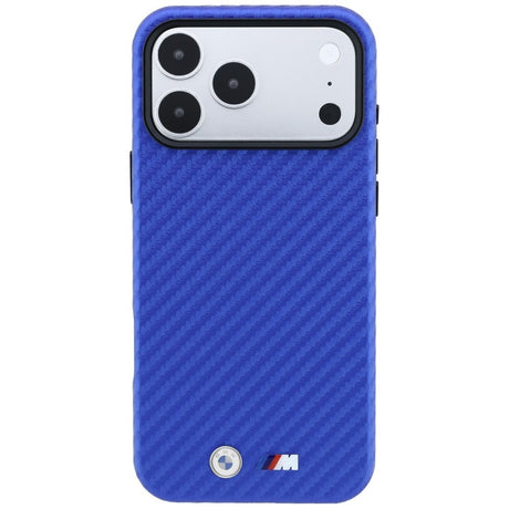 BMW iPhone 17 Pro/iPhone 18 Pro Deksel M Carbon Metal Logo Blå