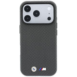 BMW iPhone 17 Pro/iPhone 18 Pro Deksel M Quadrille Kevlar Metal Logo Grå