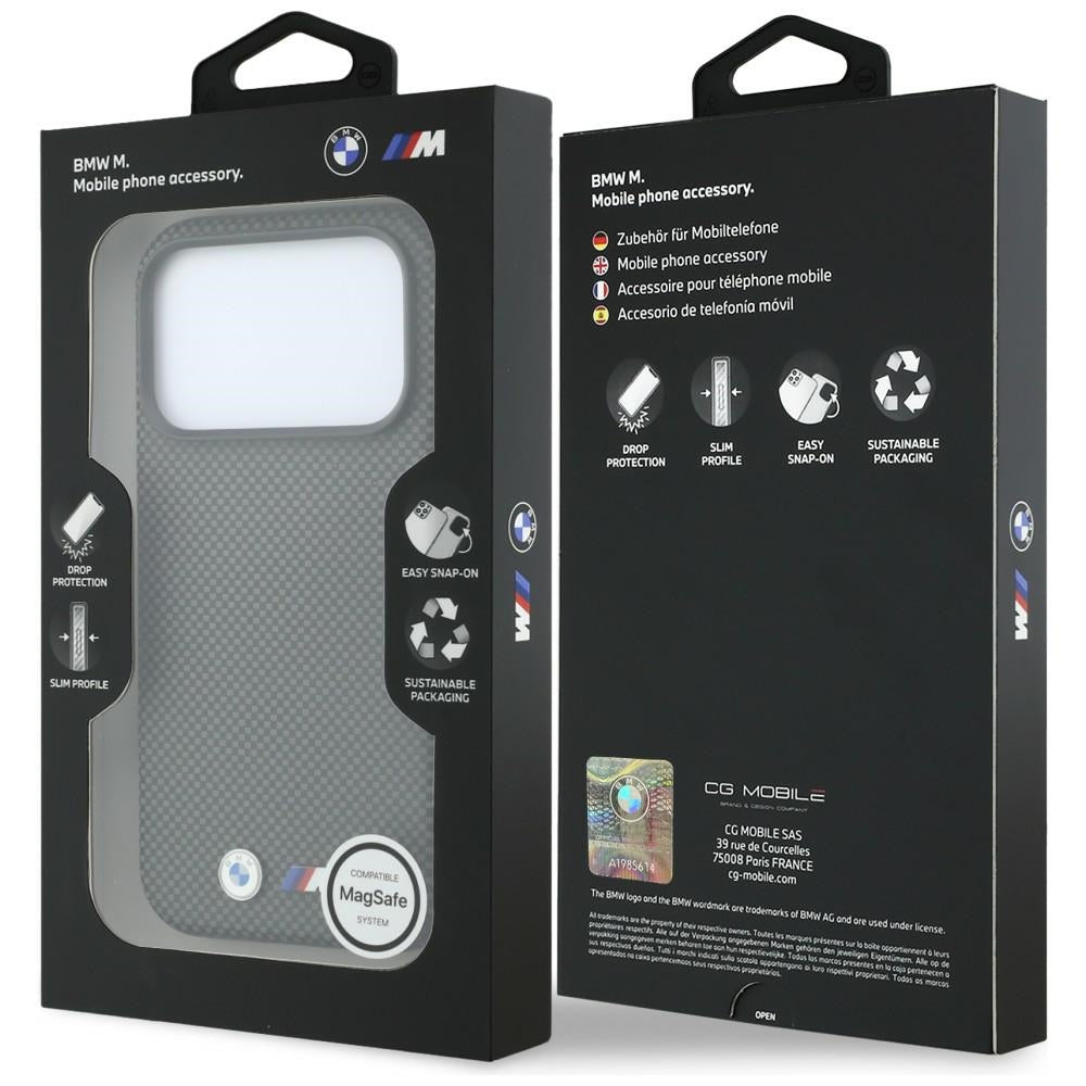 BMW iPhone 17 Pro/iPhone 18 Pro Deksel M Quadrille Kevlar Metal Logo Grå