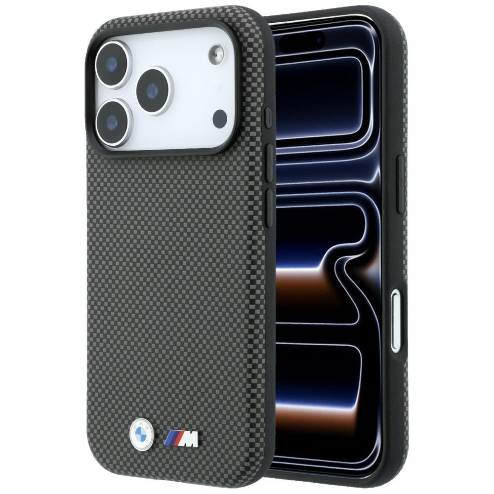 BMW iPhone 17 Pro Max/iPhone 18 Pro Max Deksel M Quadrille Kevlar Metal Logo Grå