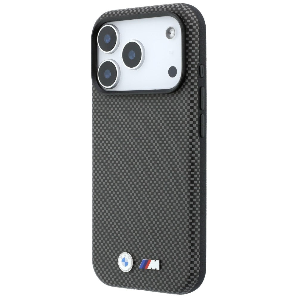 BMW iPhone 17 Pro Max/iPhone 18 Pro Max Deksel M Quadrille Kevlar Metal Logo Grå