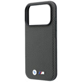 BMW iPhone 17 Pro Max/iPhone 18 Pro Max Deksel M Quadrille Kevlar Metal Logo Grå