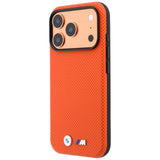 BMW iPhone 17 Pro/iPhone 18 Pro Deksel M Quadrille Kevlar med metallogo Oransje