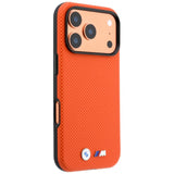 BMW iPhone 17 Pro/iPhone 18 Pro Deksel M Quadrille Kevlar med metallogo Oransje