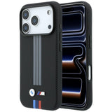BMW iPhone 17 Pro/iPhone 18 Pro Deksel M Quadrille Kevlar med trefargede linjer Svart