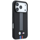 BMW iPhone 17 Pro/iPhone 18 Pro Deksel M Quadrille Kevlar med trefargede linjer Svart