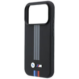 BMW iPhone 17 Pro/iPhone 18 Pro Deksel M Quadrille Kevlar med trefargede linjer Svart