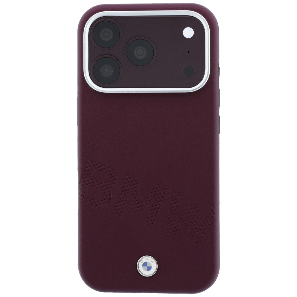 BMW iPhone 17 Pro/iPhone 18 Pro Deksel med skrått preget mønster, burgunder