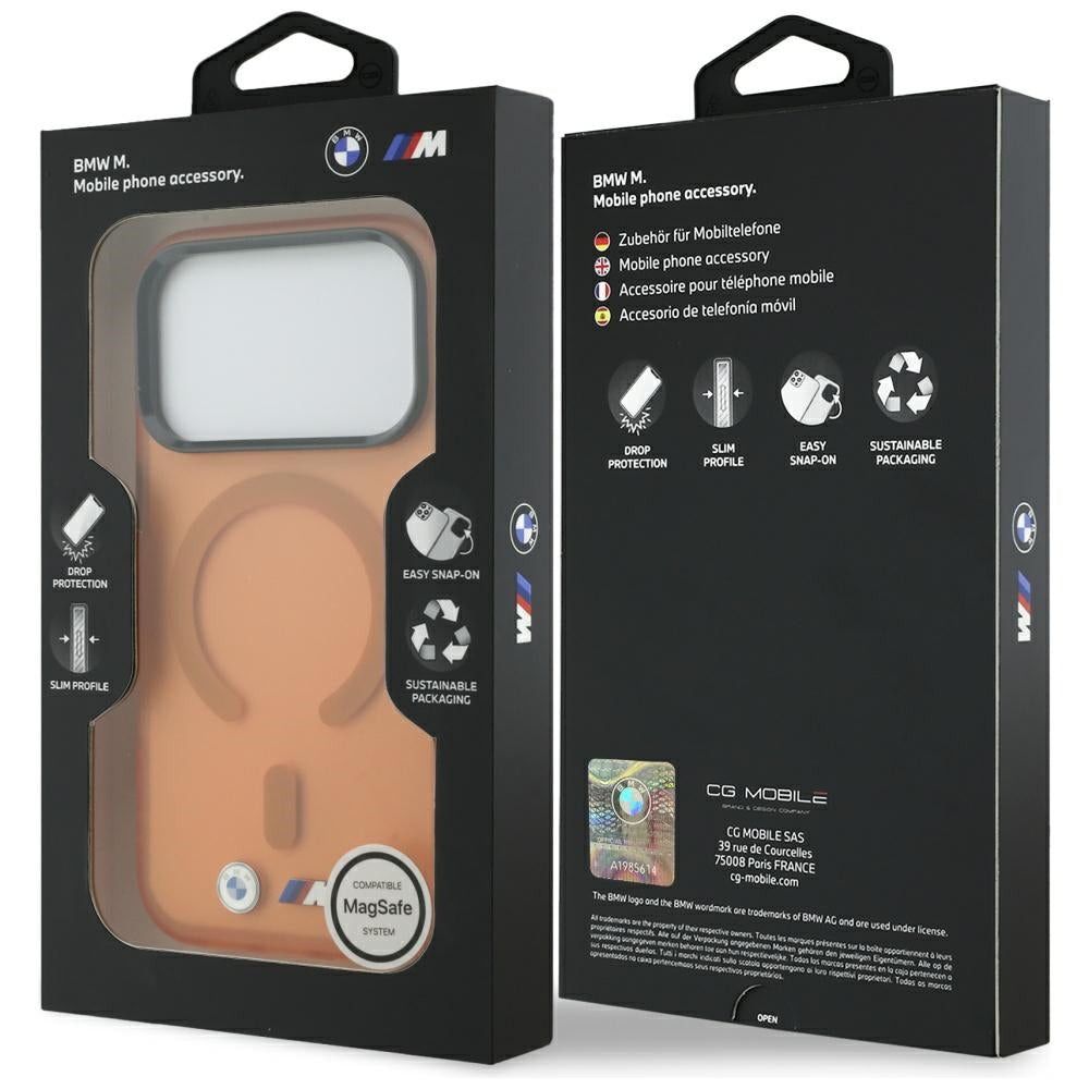 BMW iPhone 17 Pro/iPhone 18 Pro Deksel M Frosted Metal Logo Oransje