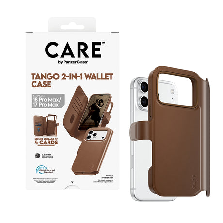 CARE by PanzerGlass iPhone 17 Pro Max/iPhone 18 Pro Max Etui Tango Wallet MagSafe Brun