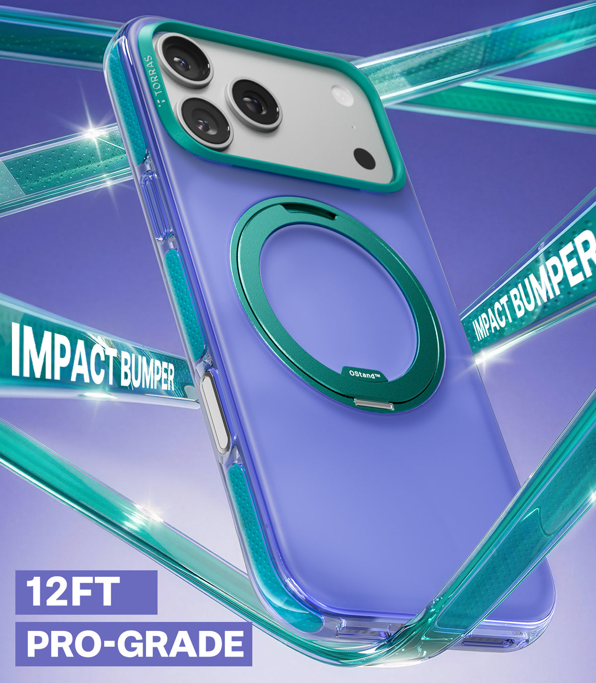 Torras iPhone 17 Pro Max Deksel Ostand O3 Hue Indigo Blue