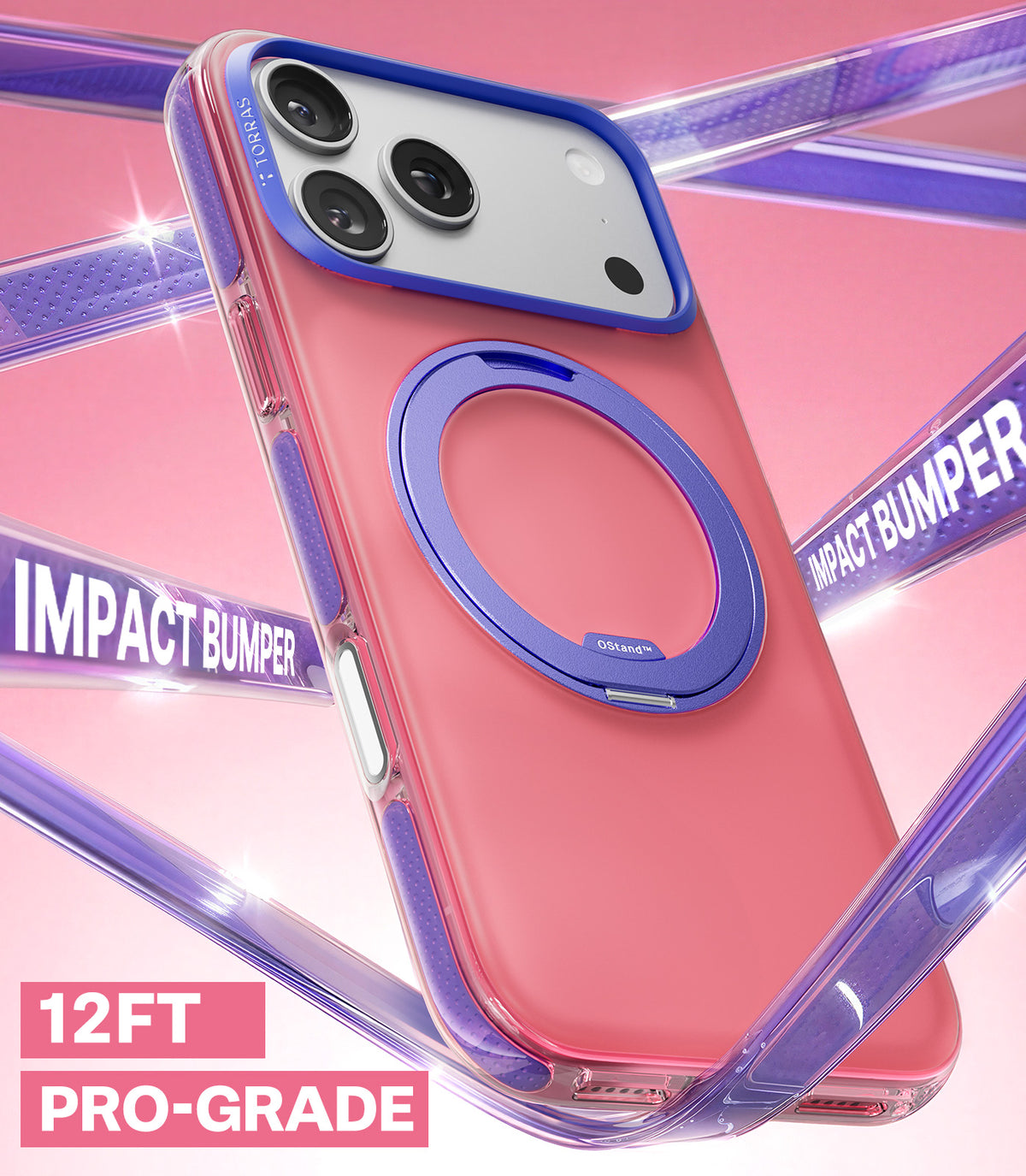 Torras iPhone 17 Pro Max Deksel Ostand O3 Hue Blush Pink