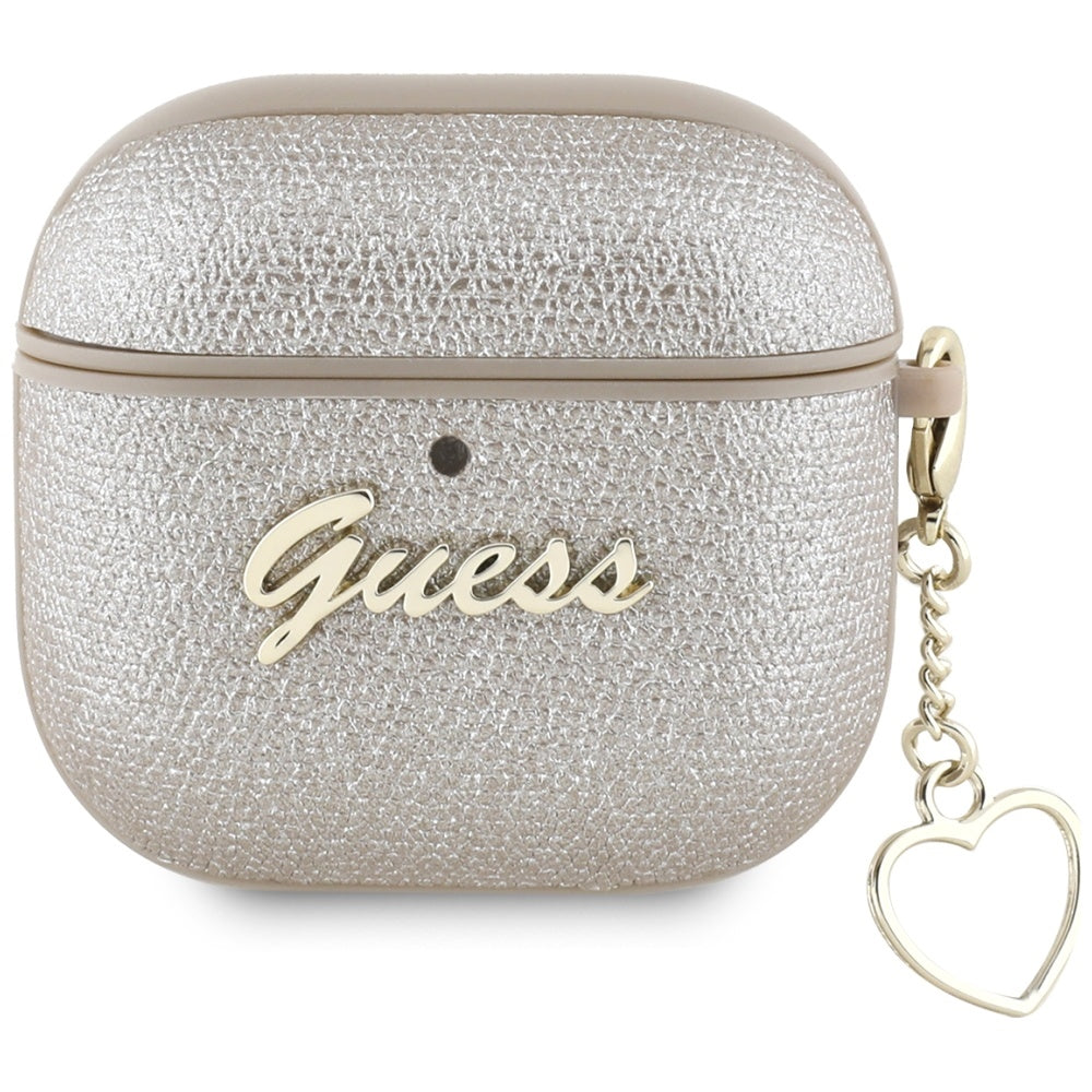 Guess AirPods 4 Deksel Metallic Script Charm Gull