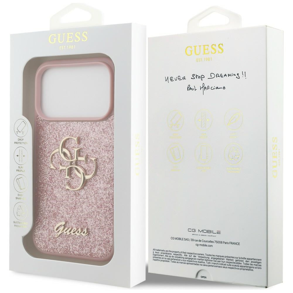 Guess iPhone 17 Pro/iPhone 18 Pro Deksel Fixed Glitter Rosa