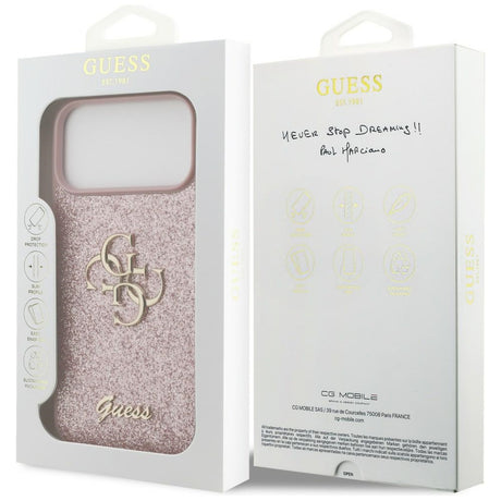 Guess iPhone 17 Pro Max/iPhone 18 Pro Max Deksel Fixed Glitter Rosa