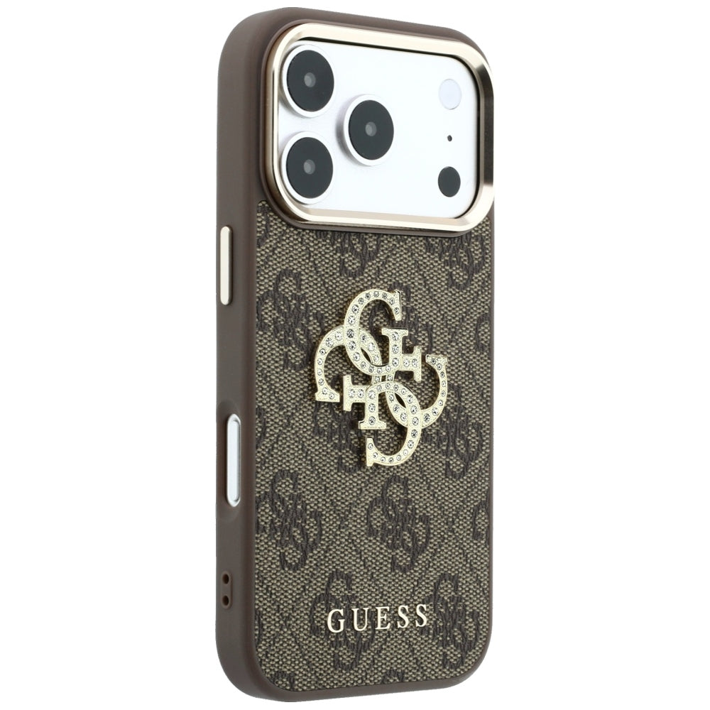 Guess iPhone 17 Pro Max/iPhone 18 Pro Max Deksel 4G Strass Logo Brun