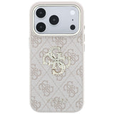 Guess iPhone 17 Pro/iPhone 18 Pro Deksel 4G Strass-logo Rosa