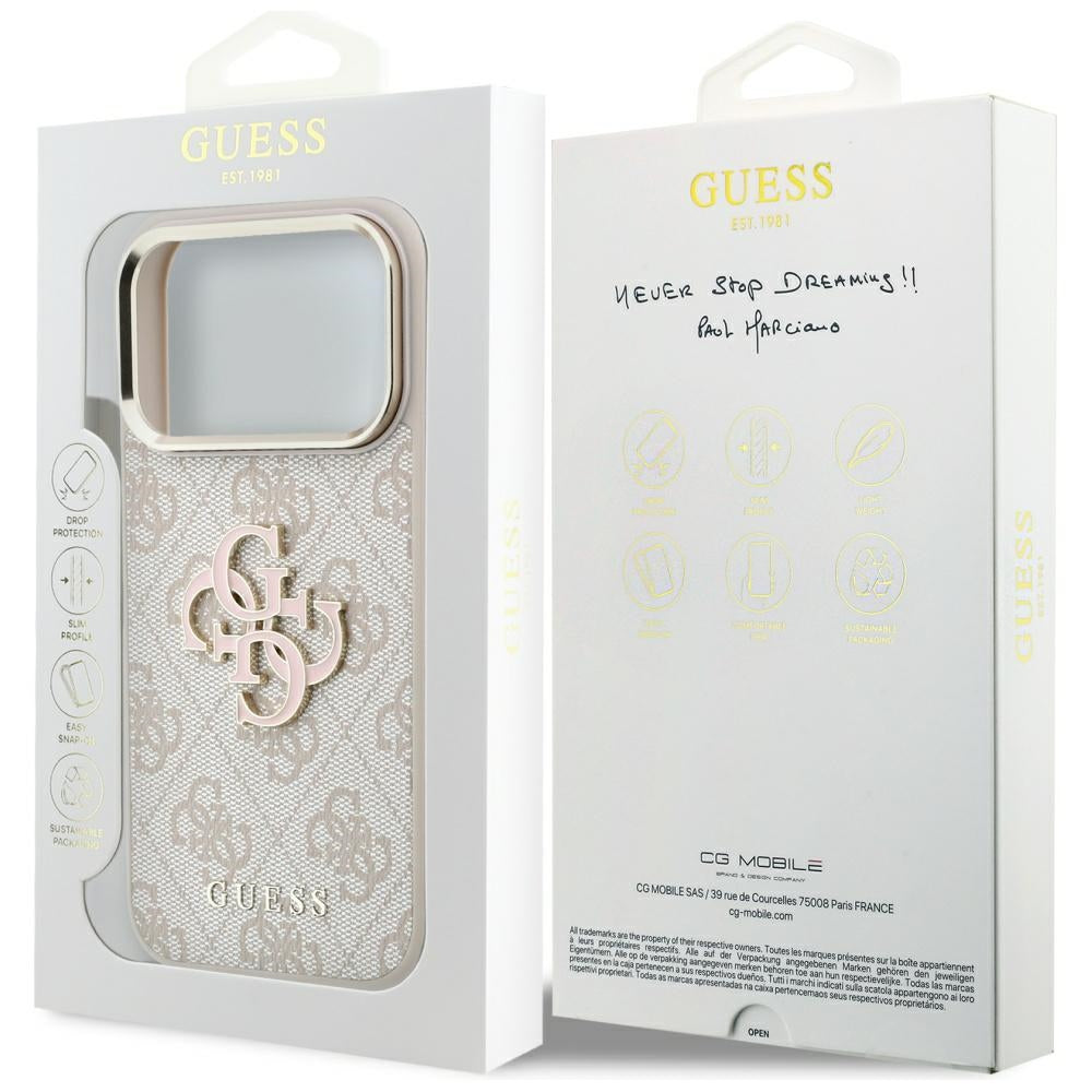 Guess iPhone 17 Pro Max/iPhone 18 Pro Max Deksel 4G Resin-logo Rosa