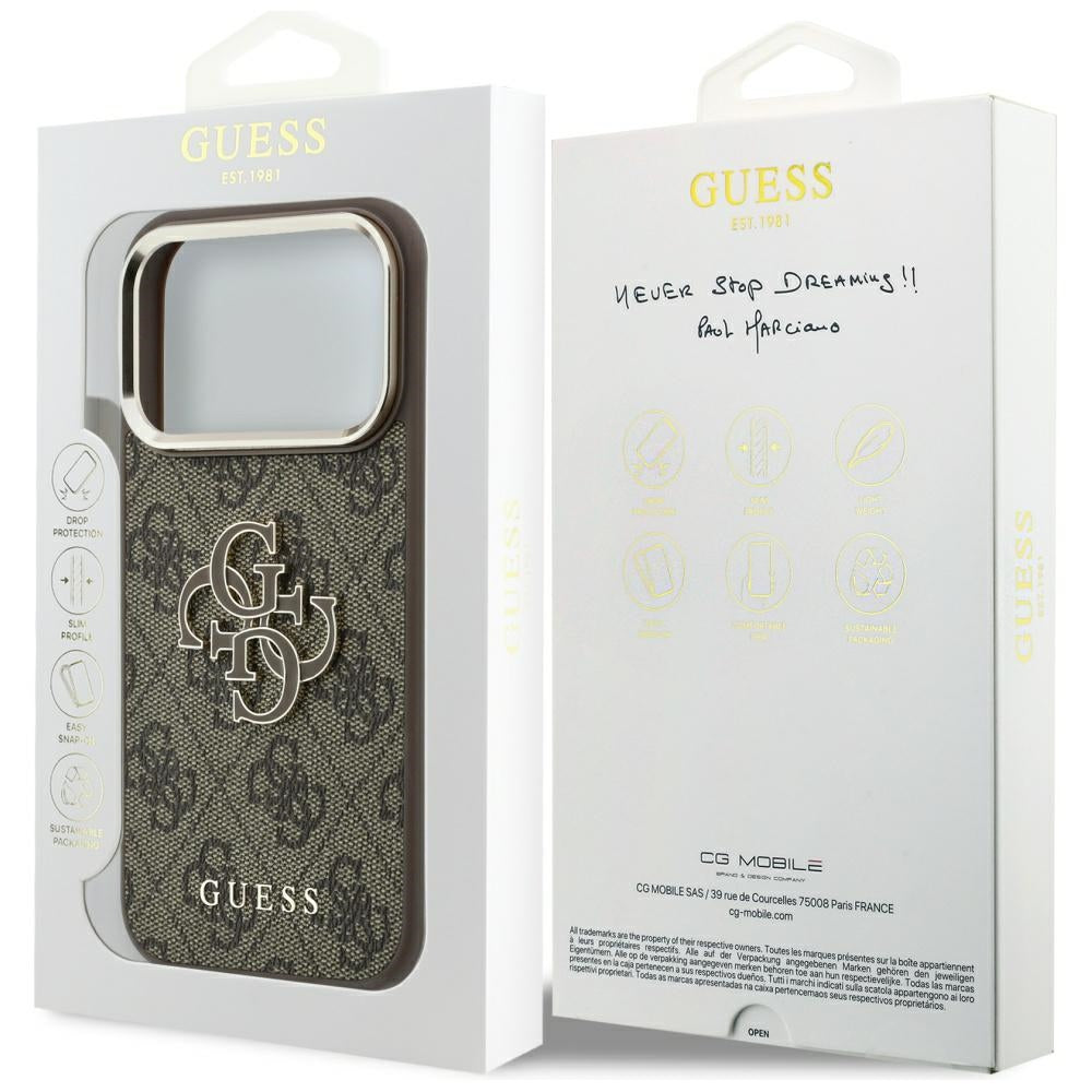 Guess iPhone 17 Pro Max/iPhone 18 Pro Max Deksel 4G Resin-logo Brun