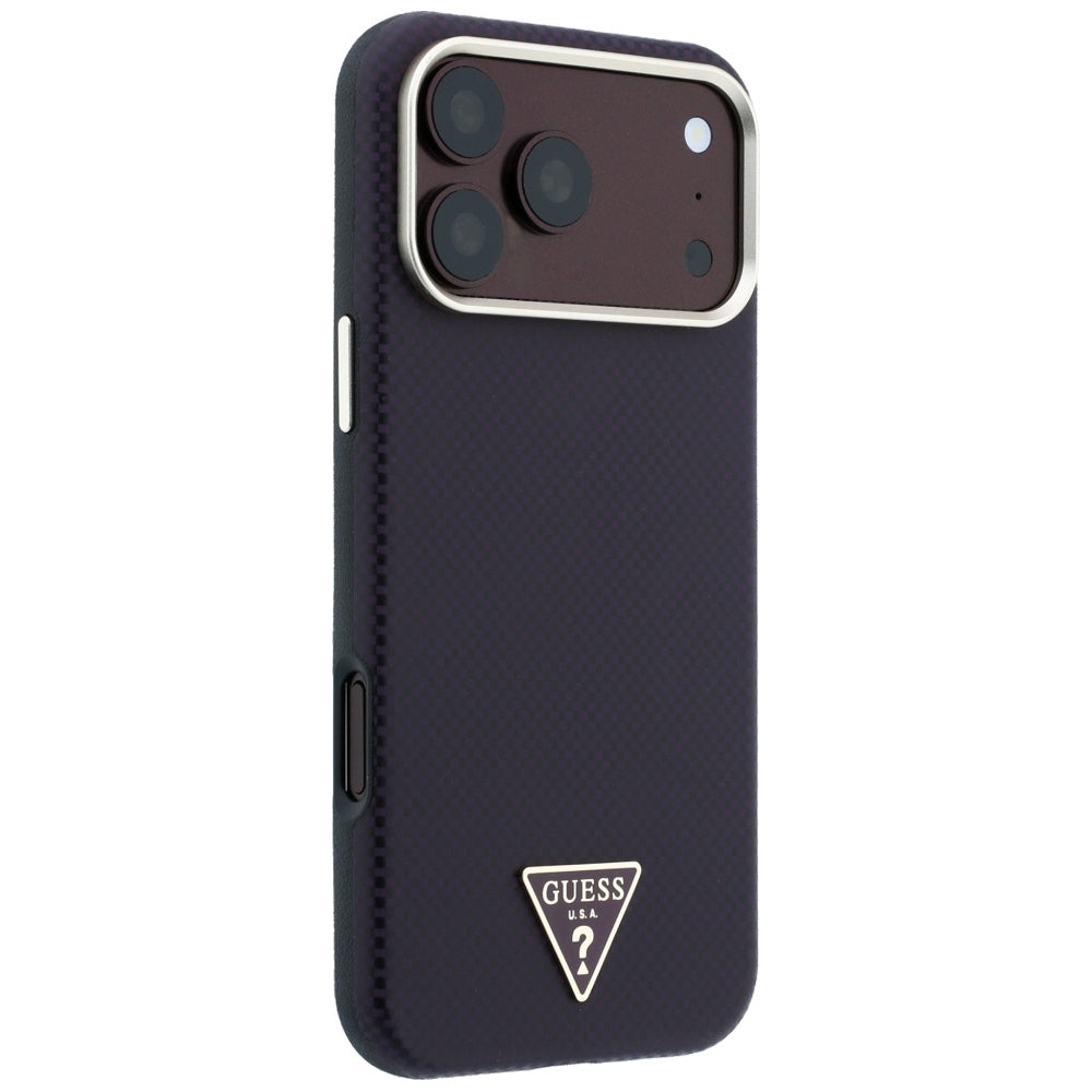 Guess iPhone 17 Pro/iPhone 18 Pro Deksel Kevlar Triangle-logo burgunder