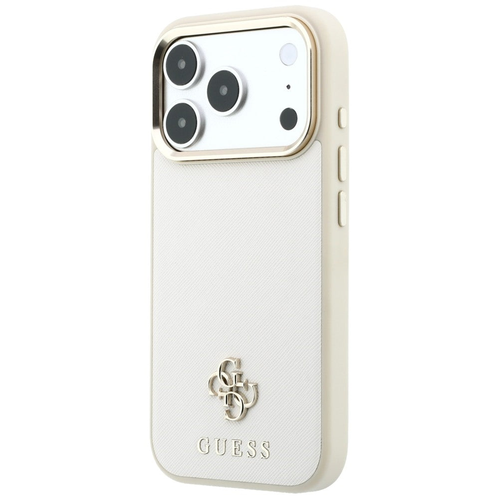 Guess iPhone 17 Pro Max/iPhone 18 Pro Max Deksel Saffiano 4G Classic Logo Beige