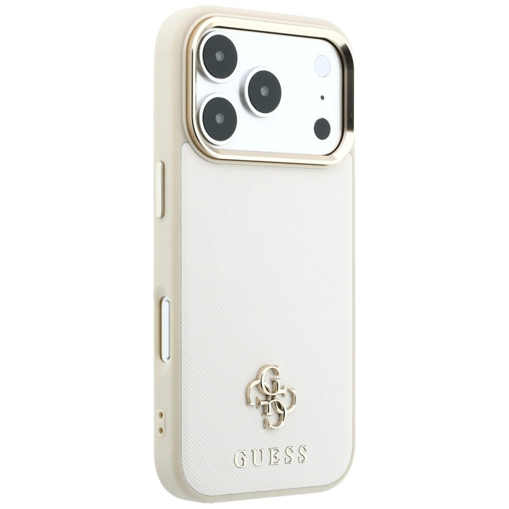 Guess iPhone 17 Pro Max/iPhone 18 Pro Max Deksel Saffiano 4G Classic Logo Beige
