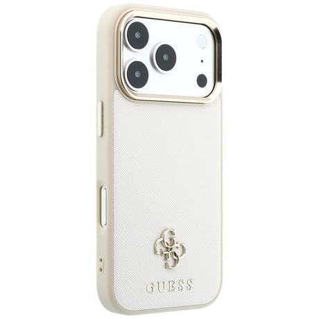 Guess iPhone 17 Pro Max/iPhone 18 Pro Max Deksel Saffiano 4G Classic Logo Beige