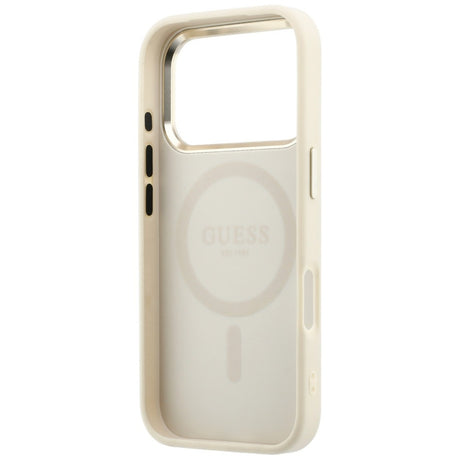 Guess iPhone 17 Pro Max/iPhone 18 Pro Max Deksel Saffiano 4G Classic Logo Beige