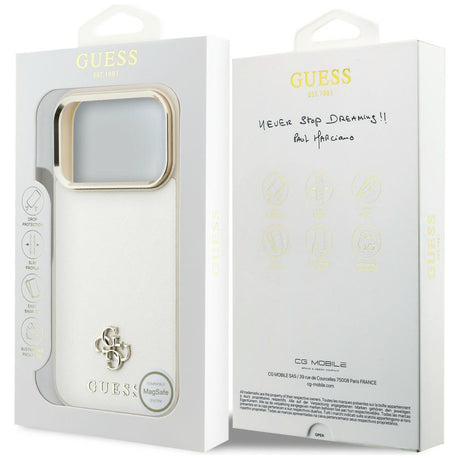 Guess iPhone 17 Pro Max/iPhone 18 Pro Max Deksel Saffiano 4G Classic Logo Beige