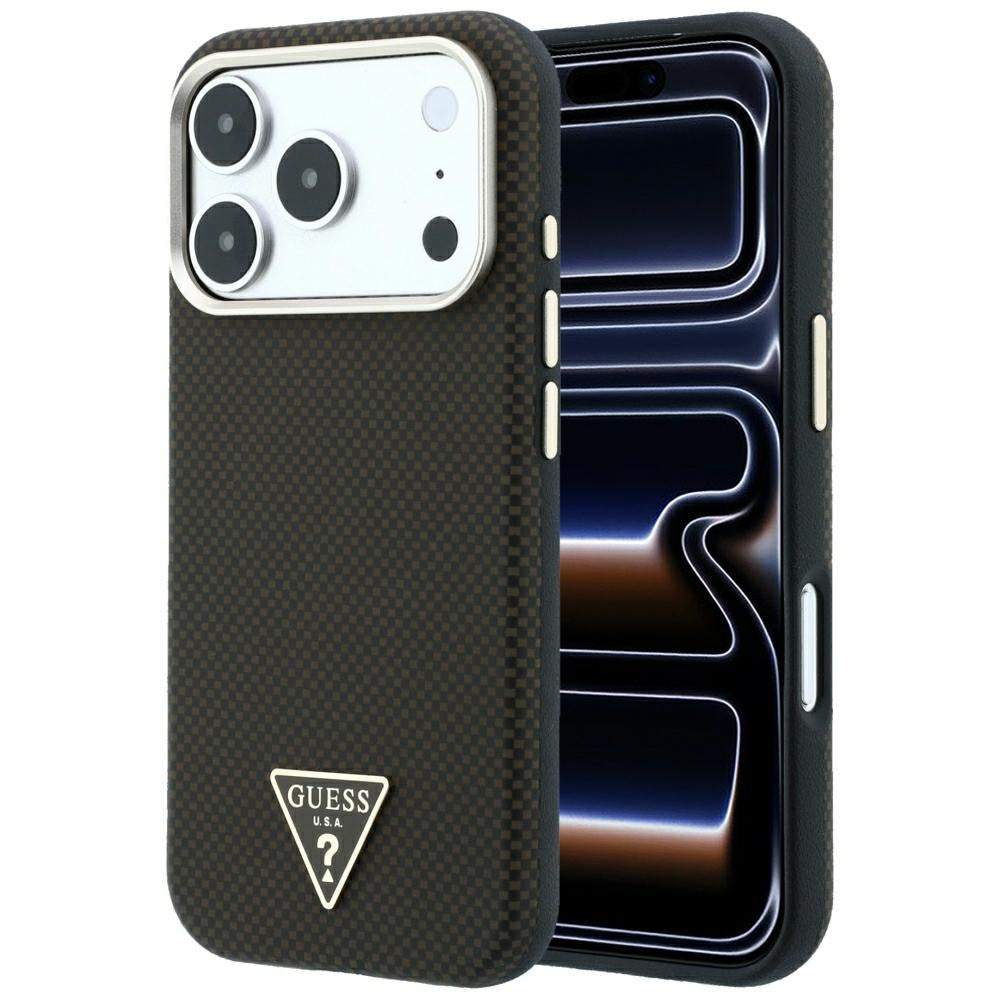 Guess iPhone 17 Pro Max/iPhone 18 Pro Max Deksel Kevlar Triangle Logo Brun