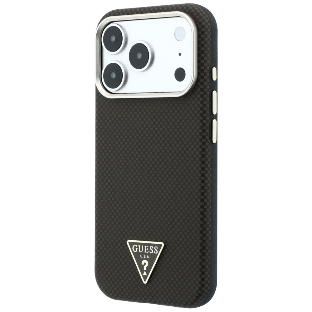 Guess iPhone 17 Pro Max/iPhone 18 Pro Max Deksel Kevlar Triangle Logo Brun
