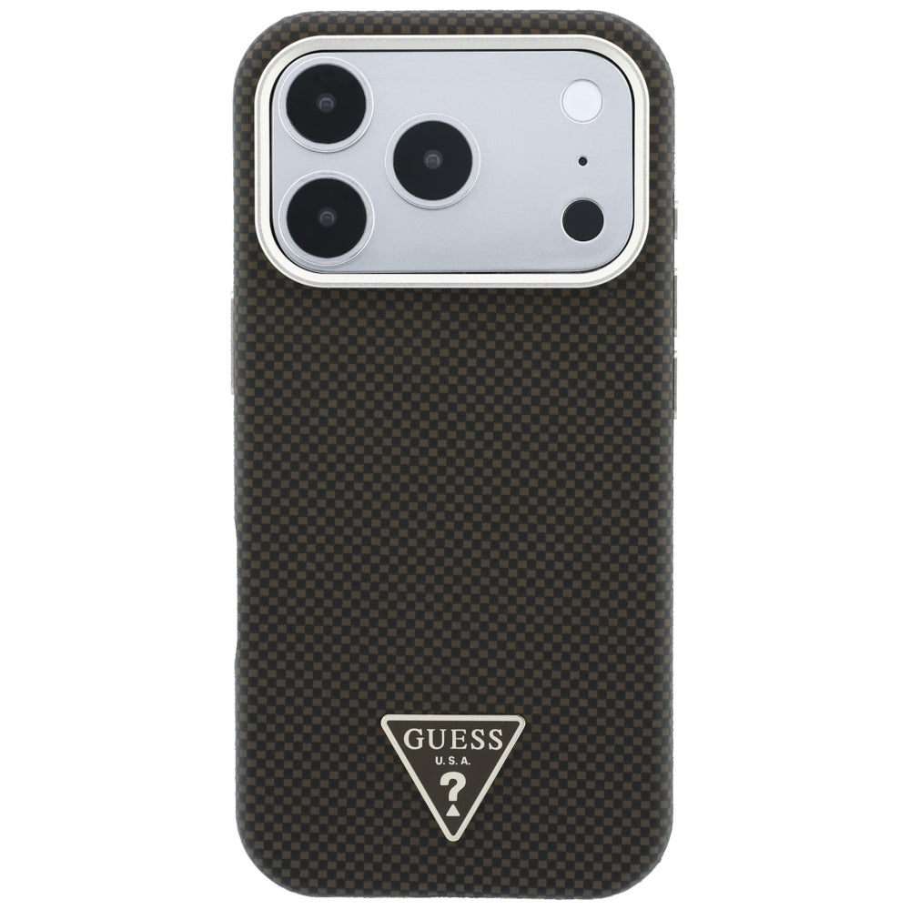 Guess iPhone 17 Pro Max/iPhone 18 Pro Max Deksel Kevlar Triangle Logo Brun